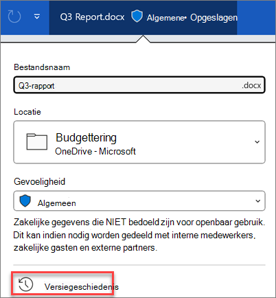 Versiegeschiedenis in Microsoft 365