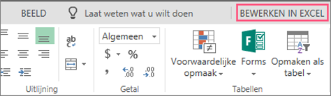 Knop voor bewerken in Excel