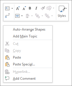 Visio-context of snelmenu