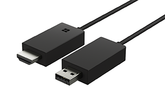 Illustratie van een Microsoft Wireless Display Adapter (met Microsoft-logo)