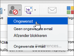 Bericht markeren als menu-item ongewenste e-mail