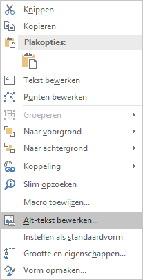 Menu Excel Win32 bewerken alternatieve tekst voor vormen