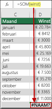 Fout #NAAM? als gevolg van een verwijzing naar een niet-gedefinieerde naam in de syntaxis