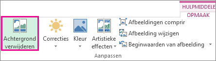 Knop Achtergrond verwijderen in de groep Aanpassen op het tabblad Hulpmiddelen voor afbeeldingen Opmaak