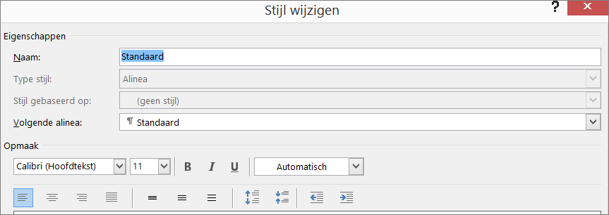 Indelingsstijl wijzigen in Word