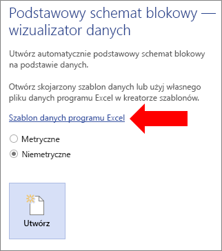 Wybieranie linku szablonu danych programu Excel