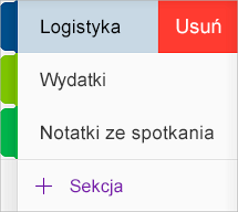 Usuwanie sekcji w aplikacji OneNote dla systemu iOS