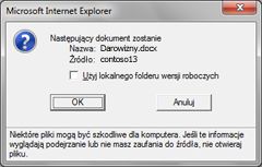 Komunikat o wyewidencjonowaniu pliku programu SharePoint