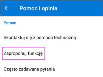 Wybierz pozycję Zaproponuj Funkcję