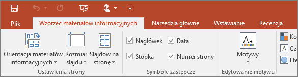 Wstążka Wzorzec materiałów informacyjnych w programie PowerPoint