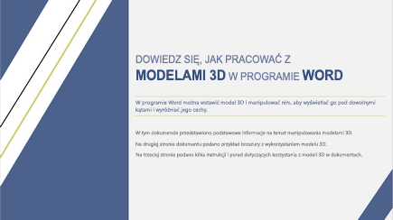 Zrzut ekranu przedstawiający okładkę szablonu 3D programu Word