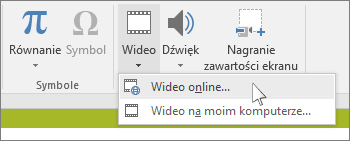 Przycisk na wstążce umożliwiający wstawienie klipu wideo online w programie PowerPoint