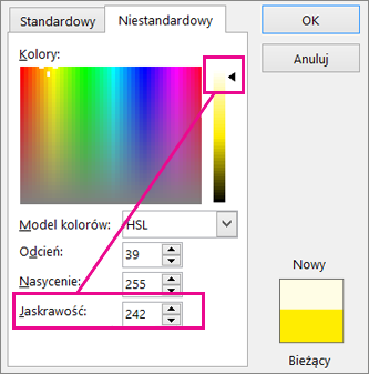 Sliding the selection up the luminance scale increases the Lum value