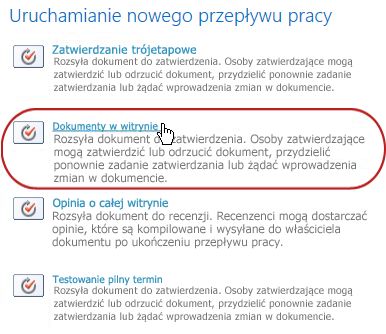 Łącze służące do uruchamiania przepływu pracy