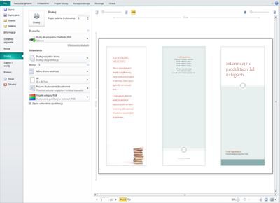 Przegląd ustawień drukowania w programie Publisher