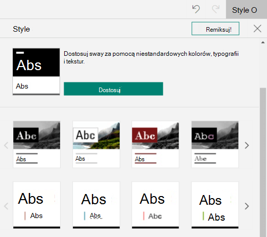 Okienko Style z listą dostępnych stylów i przyciskiem Dostosuj w aplikacji Sway.