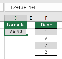 Błąd #ARG! błąd