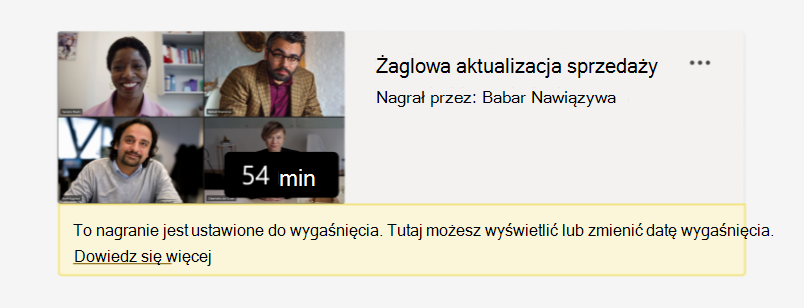 Obraz przedstawiający komunikat "Nagrywanie wkrótce wygaśnie".