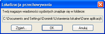 Okno dialogowe Lokalizacja przechowywania