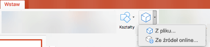 Aby dodać obiekty 3D do prezentacji, użyj polecenia Wstawianie > Modele 3D