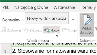 Przycisk Nowy w grupie Widoki arkusza