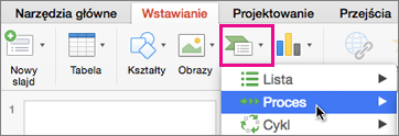 Przycisk Wstaw grafikę Smart Art na karcie Wstawianie