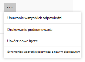 Opcja drukowania odpowiedzi w programie Microsoft Forms