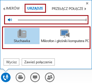 Zrzut ekranu: menu Dźwięk w oknie spotkania