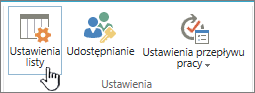 Lista Ustawienia na wstążce