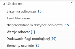 Ulubione w górnej części okienka nawigacji