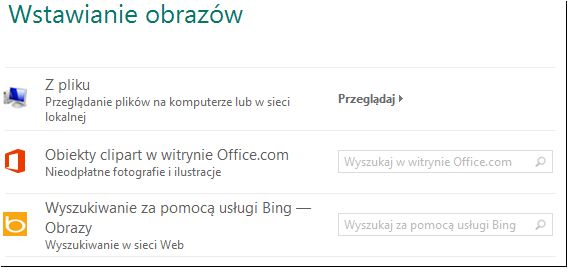 Okno dialogowe Wstawianie obrazu w programie Publisher 2013