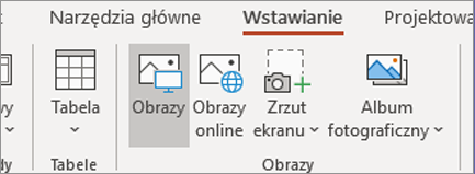 Na karcie Wstawianie kliknij pozycję Obrazy.