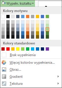 Menu opcji kolorów Wypełnienie kształtu