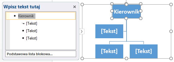 Wpisywanie tekstu w okienku Tekst