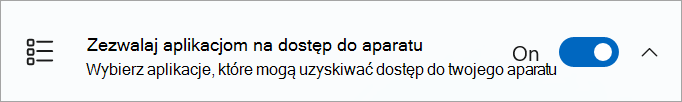 Przełącznik udostępniania aparatu jest włączony w ustawieniach urządzenia z systemem Windows.