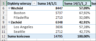 To samo pole z wartościami i procentami