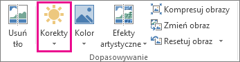 Przycisk Korekty na karcie Narzędzia obrazów
