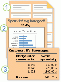 Raporty zawierające sformatowane lub obliczone dane