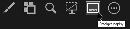 Przycisk przełączania napisów w widoku prezentera