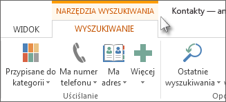 Karta Narzędzia wyszukiwania