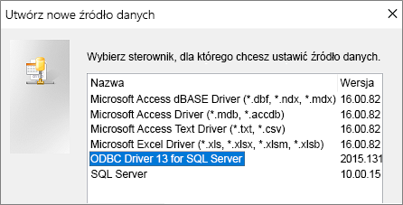 Okno dialogowe Tworzenie nowego źródła danych