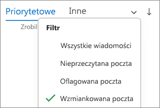 Filtruj do poczty z funkcją wzmianki w programie Outlook dla systemu Windows