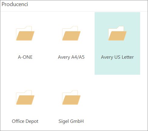 Szablony pocztówek dla konkretnych producentów, takich jak Avery.