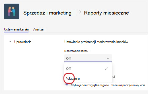 włącz moderowanie kanału