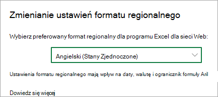 Zmienianie ustawień formatu regionalnego