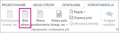 Pole korespondencji Wstawianie bloku adresu