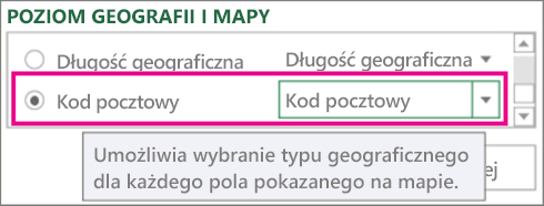 Mapowanie kodu pocztowego do obszaru