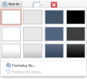 Menu Styl tła w programie PowerPoint dla komputerów Mac