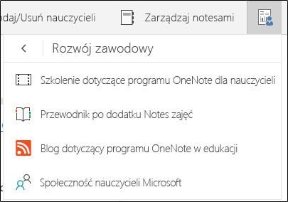 Menu Zarządzanie notesami