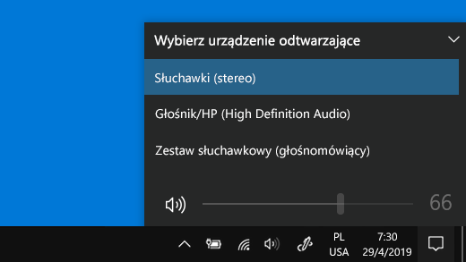 Wybierz urządzenie odtwarzające z obsługą Bluetooth